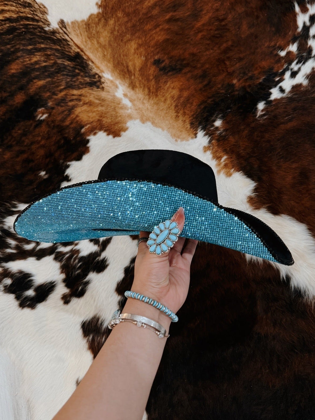 Turquoise Bottom rhinestone hat