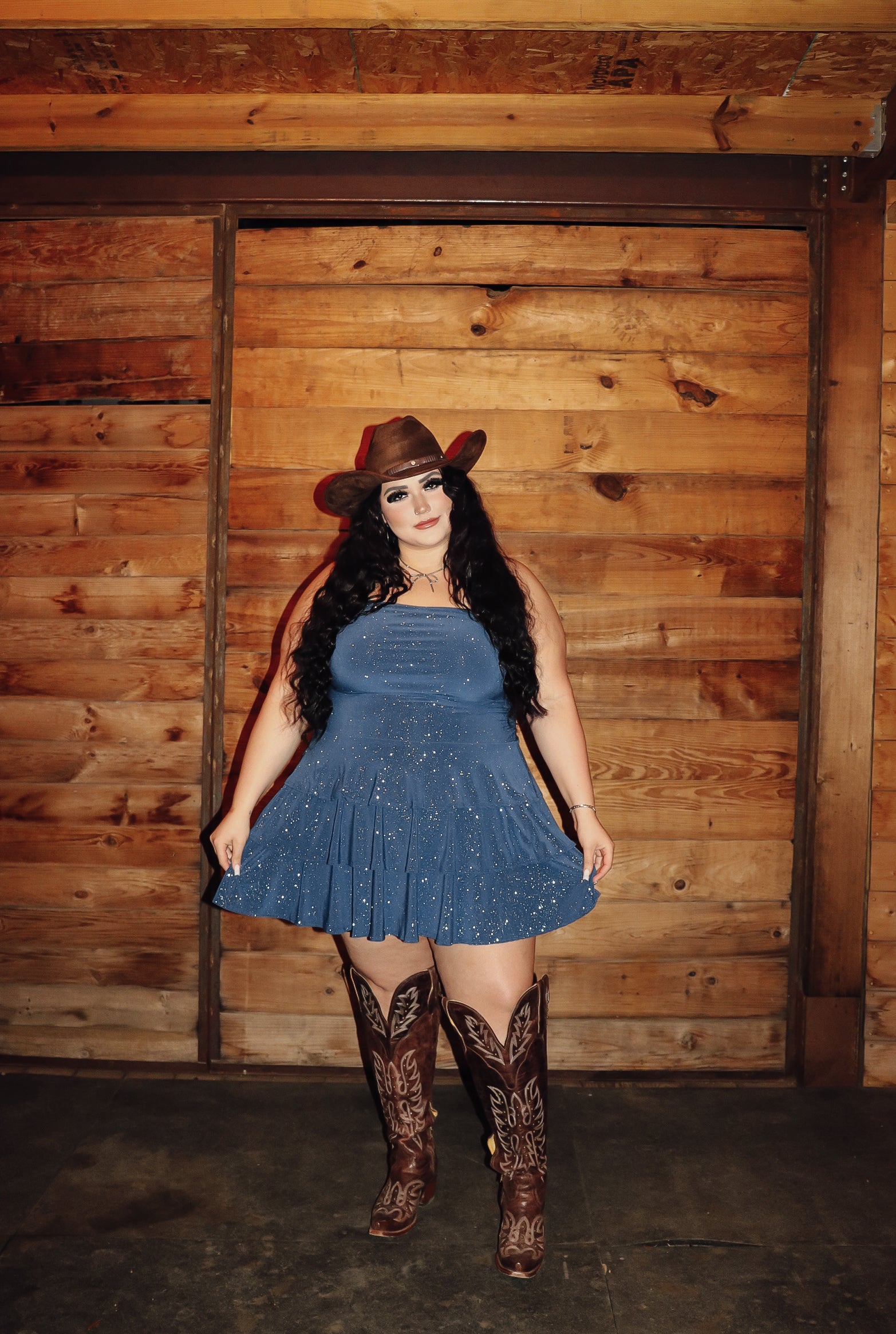 Meet me at the Stockyards glitter dress | PLUS