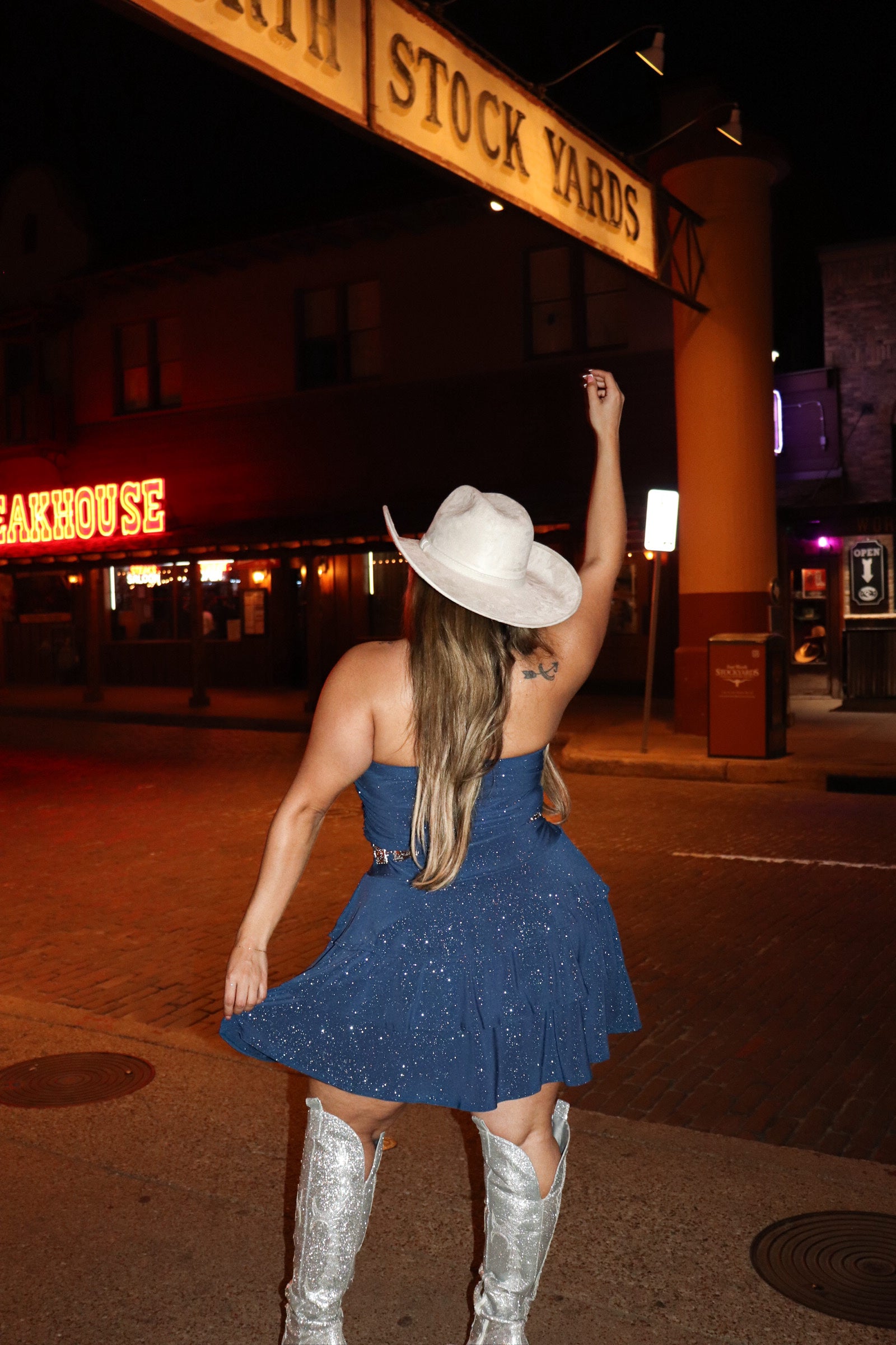 Meet me at the Stockyards glitter dress | PLUS