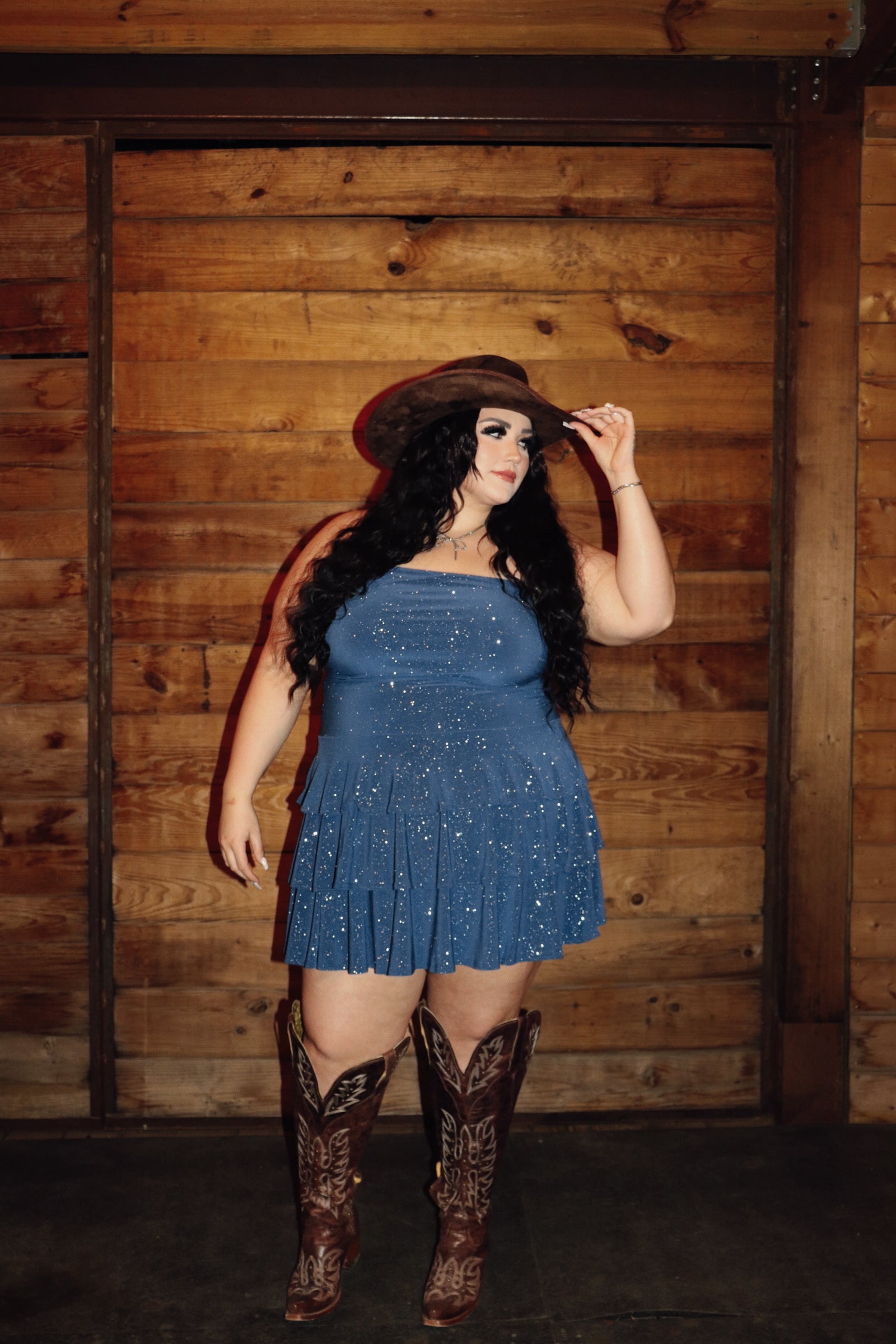 Meet me at the Stockyards glitter dress | PLUS