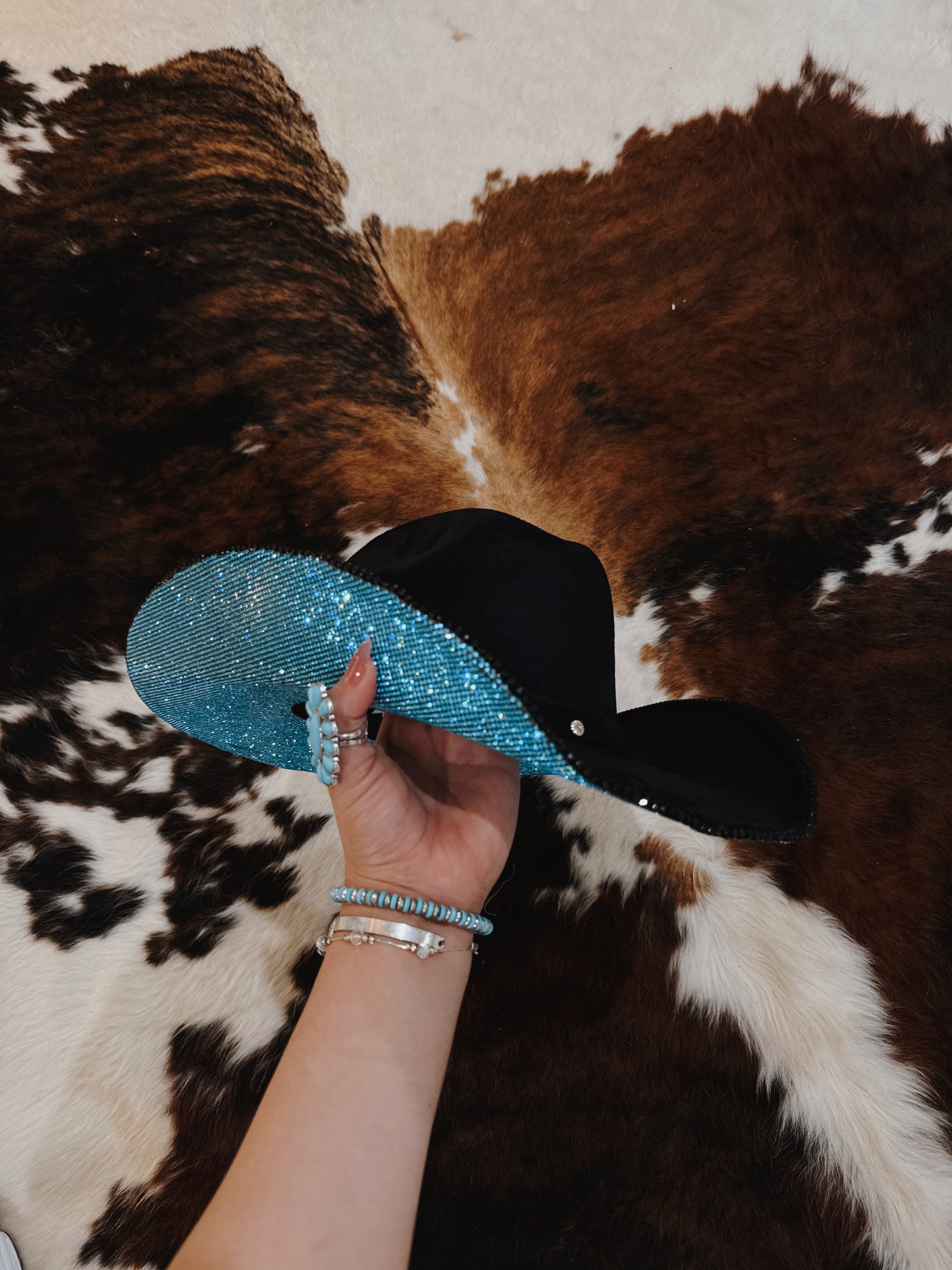 Turquoise Bottom rhinestone hat
