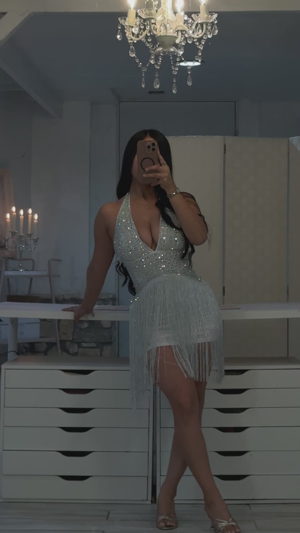 Nash babe rhinestone fringe dress